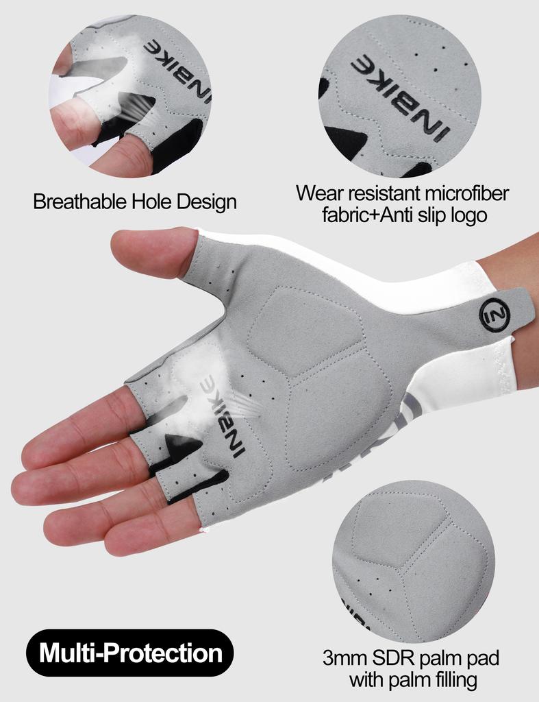 INBIKE Women's Cycling Gloves Summer Half-Finger Padded MTB Bicycle Gloves Shock-Absorbing Road Bike Accessories