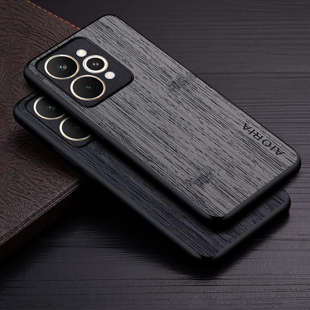 Case for Oppo Realme 15 Pro 15T Funda Bamboo Wood Pattern Leather Phone Cover Luxury Coque Funda for Realme 15T Case Capa