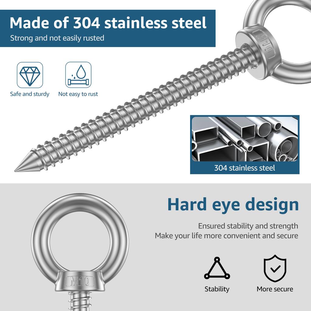 Удлиненная рым-гайка саморез из нержавеющей стали рым-болт с круглым кольцом саморез крюк для гамака стойки кресла-качели