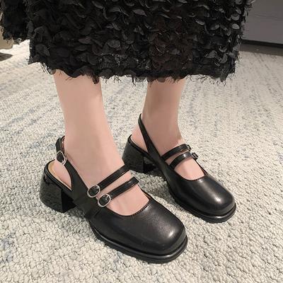 Французские туфли Мэри Джейн, женские, лето 2024, новые модные, толстые каблуки, повседневные, удобные, универсальные сандалии Baotou