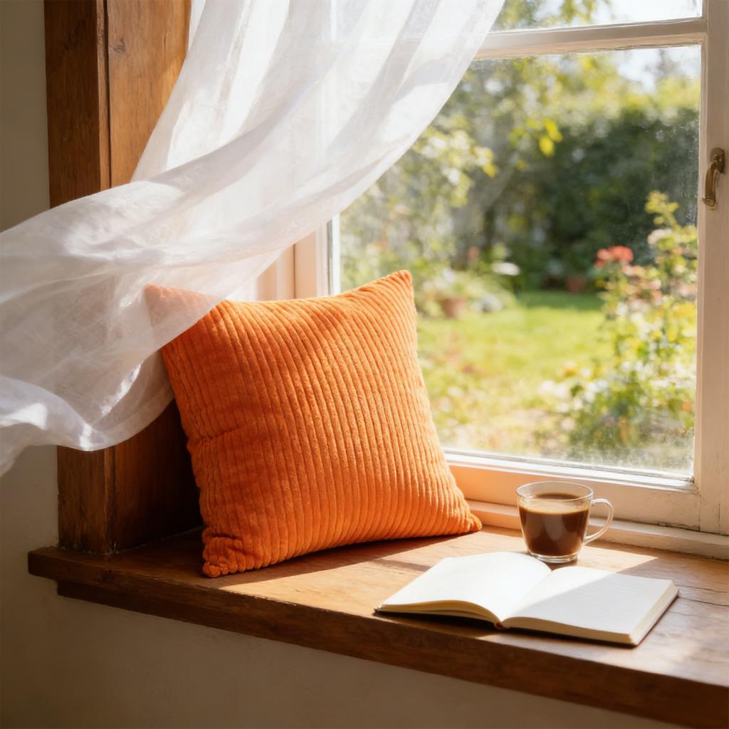 Fine Stripe Corduroy Throw Pillow Cover For Living Room Sofa