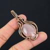Rose Quartz Gemstone Handmade Pure Copper Wire Wrapped Pendant Jewelry For Thanksgiving