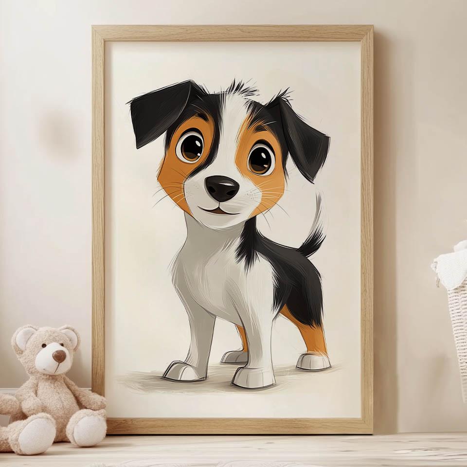 Jack Russell Terrier Dog Poster Jack Russell Terrier Dog Poster, 50X70 Cm, Dark Brown Wooden Frame, 230 Gsm Matte Paper