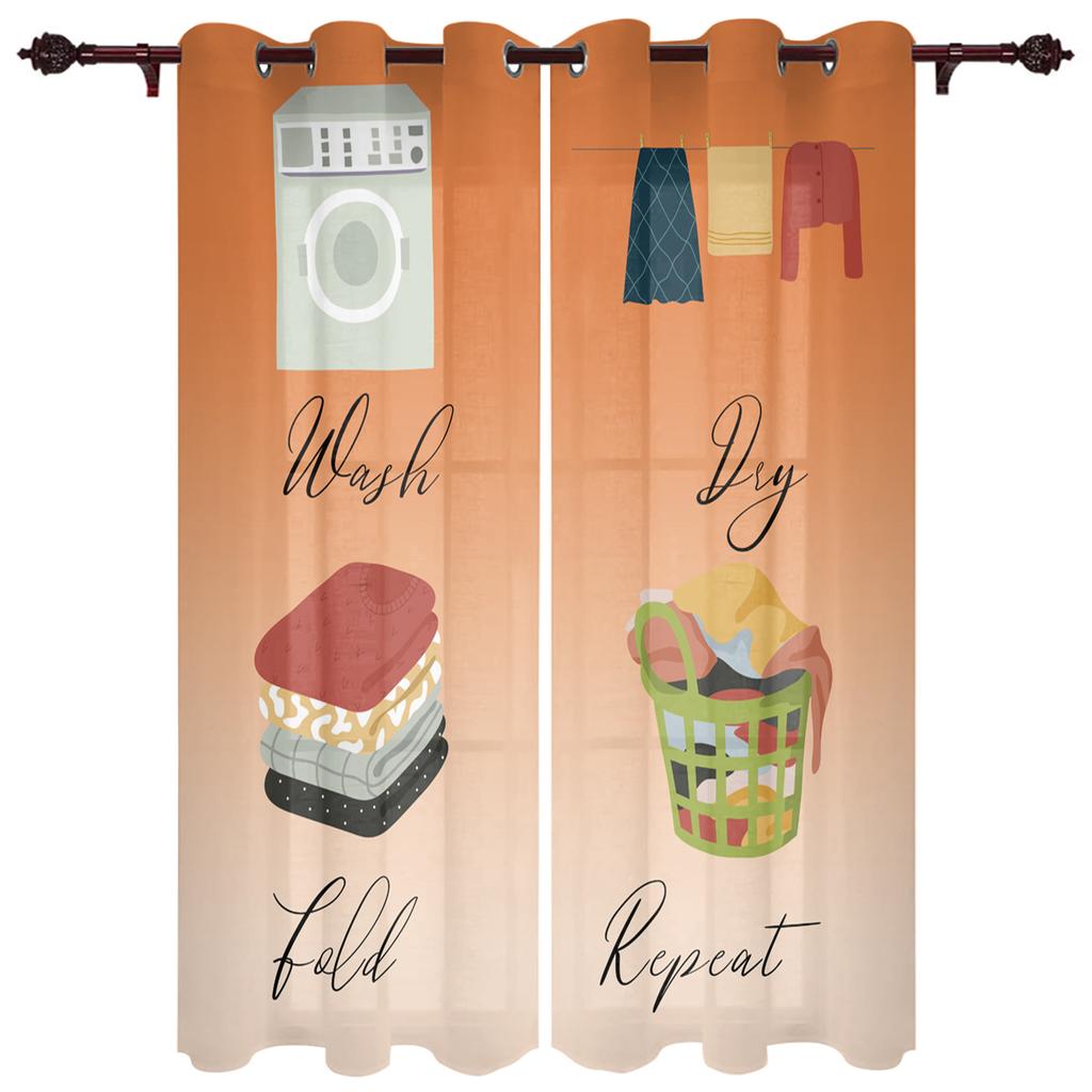Винтажные занавески для прачечной в стиле кантри, ретро, для детской спальни, гостиной, кухни, двери, домашний декор, 2 штуки