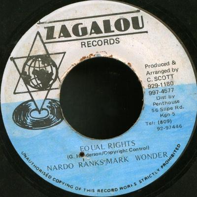 7-дюймовая пластинка NARDO RANKS MARK WONDER Equal Rights NONE Zagalou Records Ямайка Регги Ска Даб Б/у