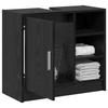 1 Piece Black Single-door Bathroom Cabinet Under the Washbasin with Layered Shelves On the Sides To Display the Storage Compartment, 63x29x55 Cm