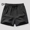 Men Shorts Elastic Waistband Adjustable Drawstring Casual Shorts with Pockets Solid Color Quick Drying Sport Shorts