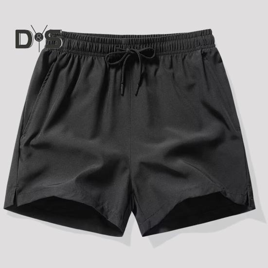 Men Shorts Elastic Waistband Adjustable Drawstring Casual Shorts with Pockets Solid Color Quick Drying Sport Shorts
