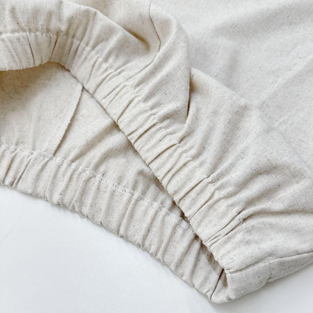 Повседневный осенний комплект в французском стиле, новая мода, хлопок и лен, V-образный вырез, топ с рукавами-буфами, шорты, комплект из двух предметов