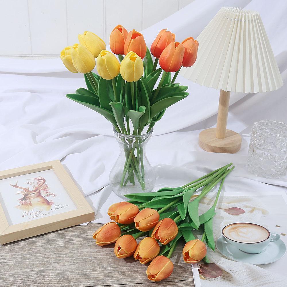 5Pcs Artificial Tulip Flowers Pink White Tulips Fake Flowers Bouquet Wedding Garden Decoration Home Vase Decor Plants Mother's Day Gift