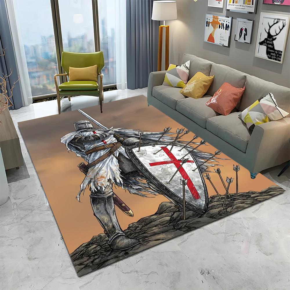 Ковер с изображением тамплиера, рыцаря-крестоносца, для игр, для дома, гостиной, спальни, дивана, прихожей, декора, коврик, нескользящий коврик
