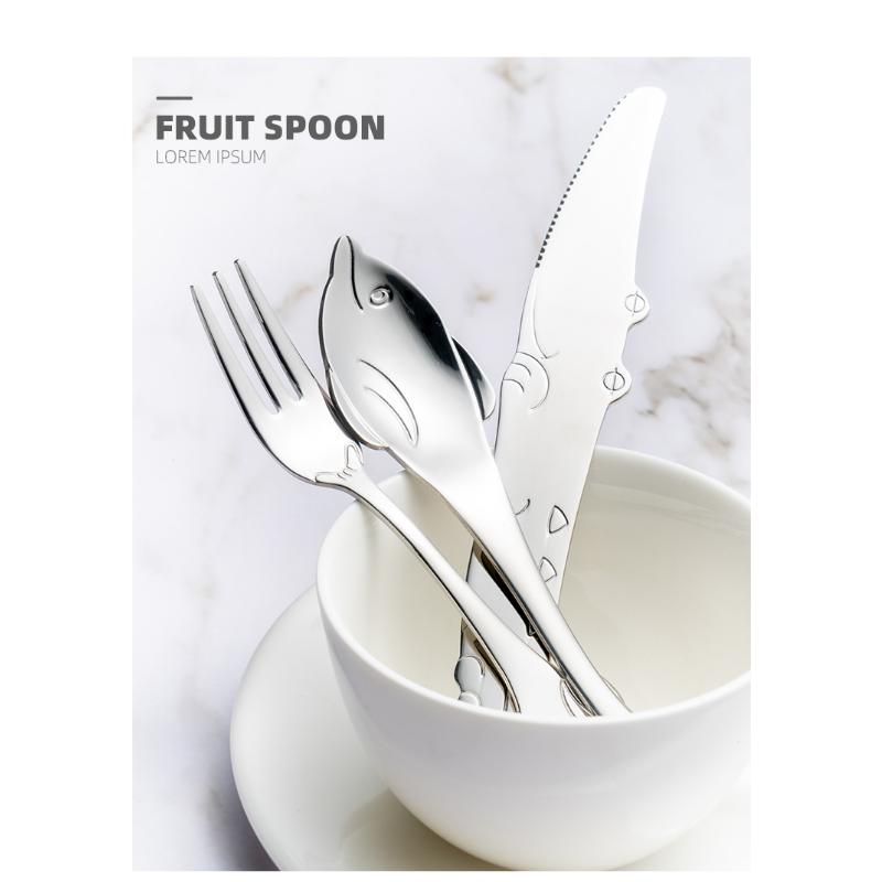 HANYANG Новая креативная милая ложка в виде дельфина, кофейная ложка из нержавеющей стали 304, нож и вилка, ослепительная цветная ложка для перемешивания