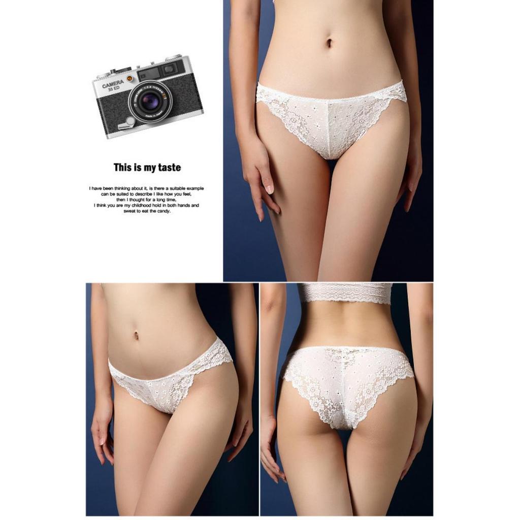 Vintage Lace Panties Soild Color Breathable Underwear Women French Sexy Lace Bow Lingerie Female Mid-waist Thin Mesh Briefs XXL