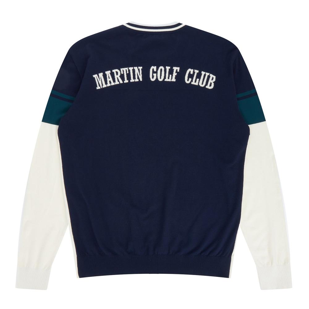 Свитер MARTINE GOLF с цветовыми блоками и круглым вырезом_Темно-синий (Мужчины)