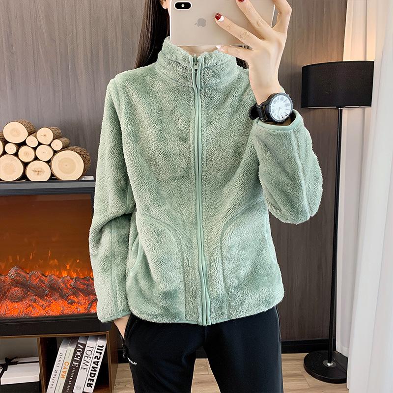 Унисекс флисовая толстая куртка - подкладка из кораллового флиса для осени и зимы