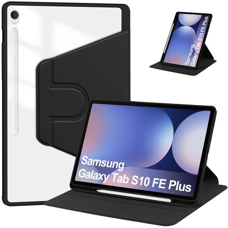 Для Samsung Tab S10 FE Plus 13.1 S6 Lite A8 A9+ S9 FE S7 FE S8 Plus 12.4 Дюйма Акриловый Чехол с Держателем для Стилуса, Поворотный на 360 Градусов