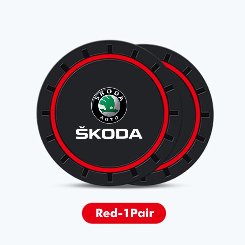 DECL5 Car Waterproof Anti Slip Water Cup Mat Auto Interior Accessories For Skoda Fabia 1 2 Octavia a7 RS Superb Rapid Yeti Karoq
