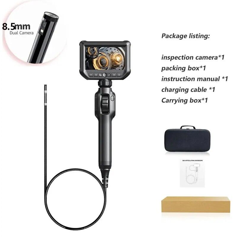 Двусторонний ротационный эндоскоп с шарнирным промышленным эндоскопом 8,5 мм, змеиная камера для осмотра автомобилей с 8 светодиодами для IOS Android