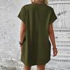 Женское летнее платье, однотонное, с круглым вырезом, с короткими рукавами, свободные боковые карманы, повседневное, дышащее, мягкое, повседневное, для офиса, свиданий, мини-платье