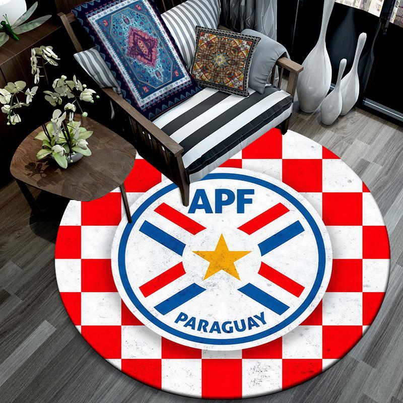 Paraguay national football Round Rug, Non Slip Washable Circular Carpet For Living Room Bedroom Playroom, Sports Fan Decor, Holiday Birthday Gift