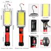 Портативный COB фонарь USB-перезаряжаемый светодиодный фонарик Автомобильный ремонт Кемпинг Рабочая лампа Использование 2*18650 аккумулятора с крючком и магнитом