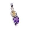 Natural Amethyst,Citrine Gemstone 925 Sterling Silver Jewelry Pendant 1.50" t4F70