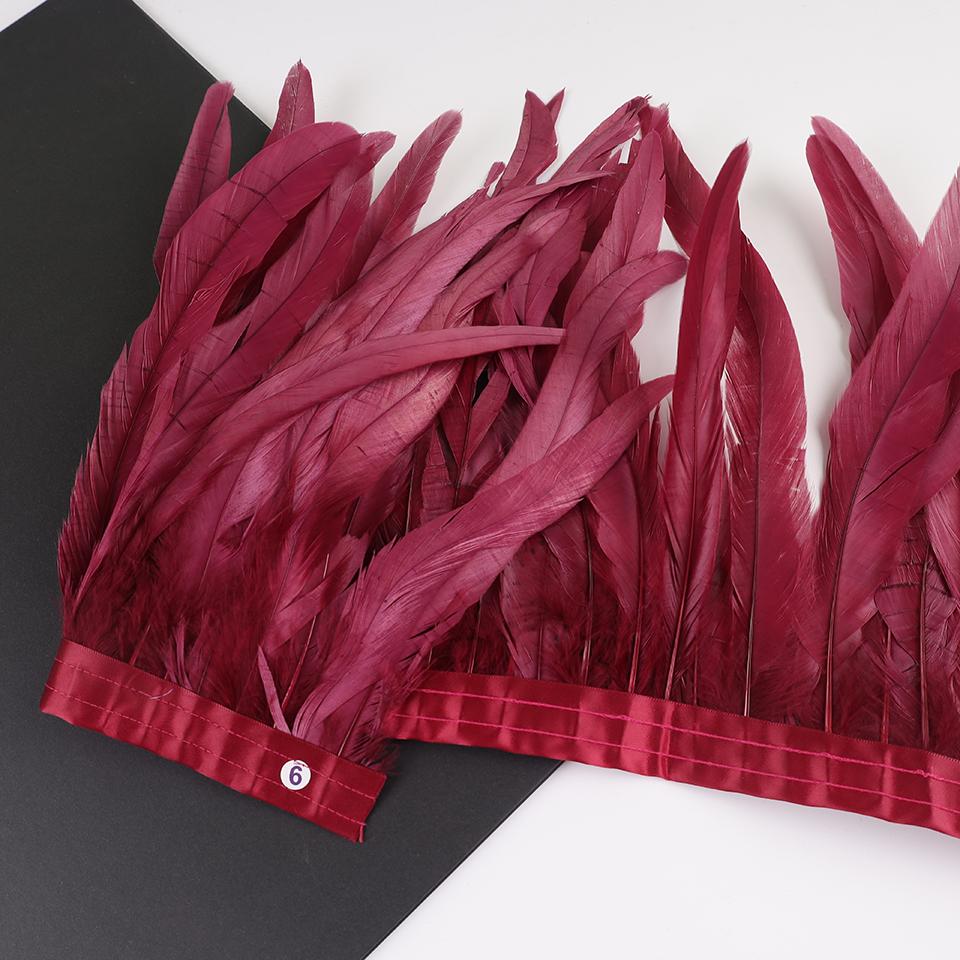 10Meters Rooster Tail Feathers Trim 25-30Cm Coque Feathers Trimming For Handiwork Crafts Carnival Dress Skirt Costumes Plumes