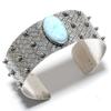 Republic Larimar Gemstone 925 Sterling Silver Cuff Bangle Adjustable J2e61