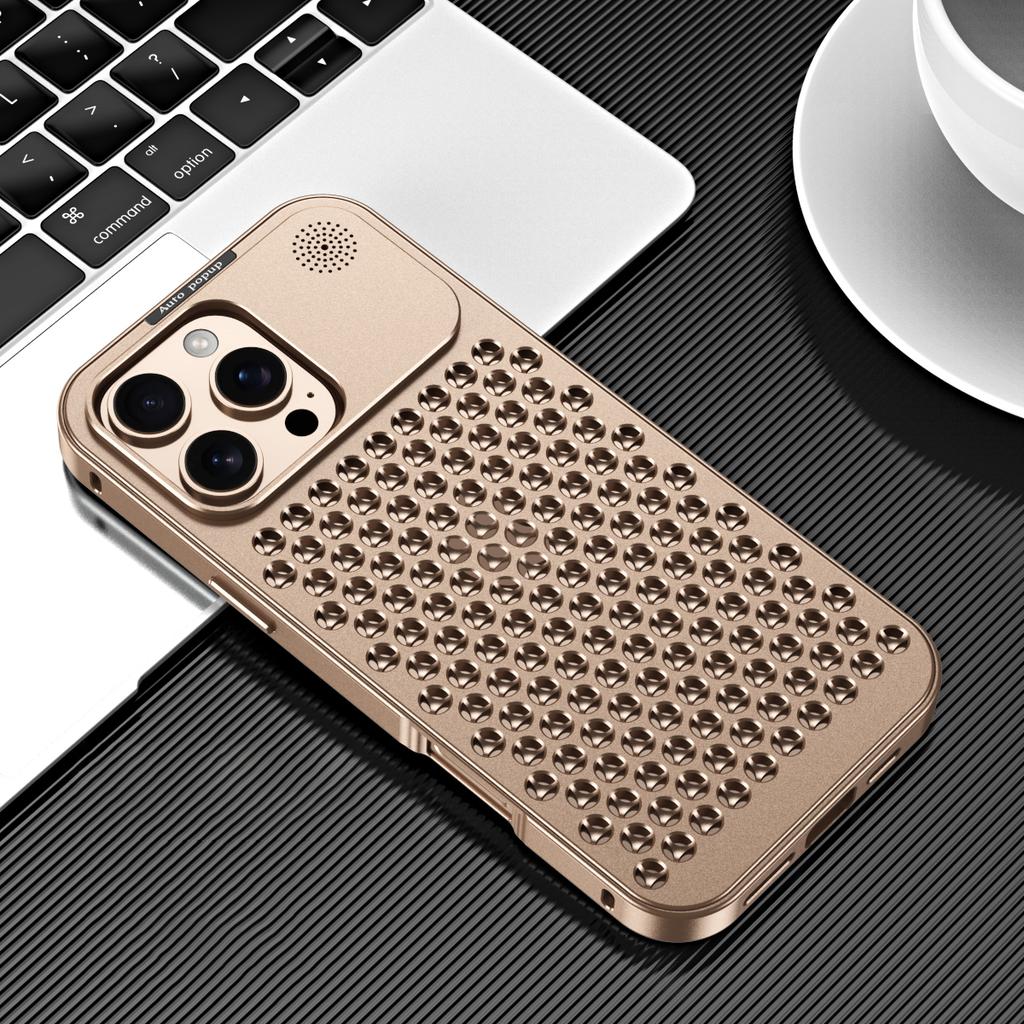 Elastic Buckle Aluminum Alloy Aromatherapy Cover iPhone 16 15 14 Pro Max Case Case For Iphone 12 13 Pro Iphone Case Hollow Heat Dissipation Anti-fall