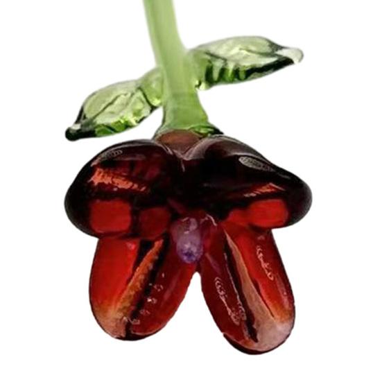 Стеклянное украшение в виде цветка ручной работы со стеблем, выдувная мини-фигурка цветочного растения, украшение для дома, гостиной, офисного стола, ваза для цветов