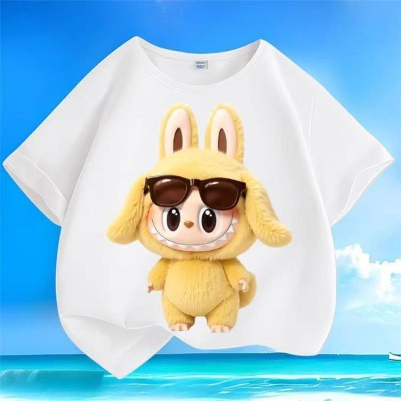 Labubu Cartoon 3d Printed Kids T Shirts Funny Boy Girls Short-Sleeved Top Casual Trend Child Clothing