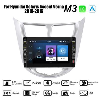 8-дюймовый Carplay 2din Android автомобильный радиоприемник мультимедийный видеоплеер для Hyundai Solaris Accent Verna 2010-2016 с кнопкой навигации GPS 2 + 32 ГБ