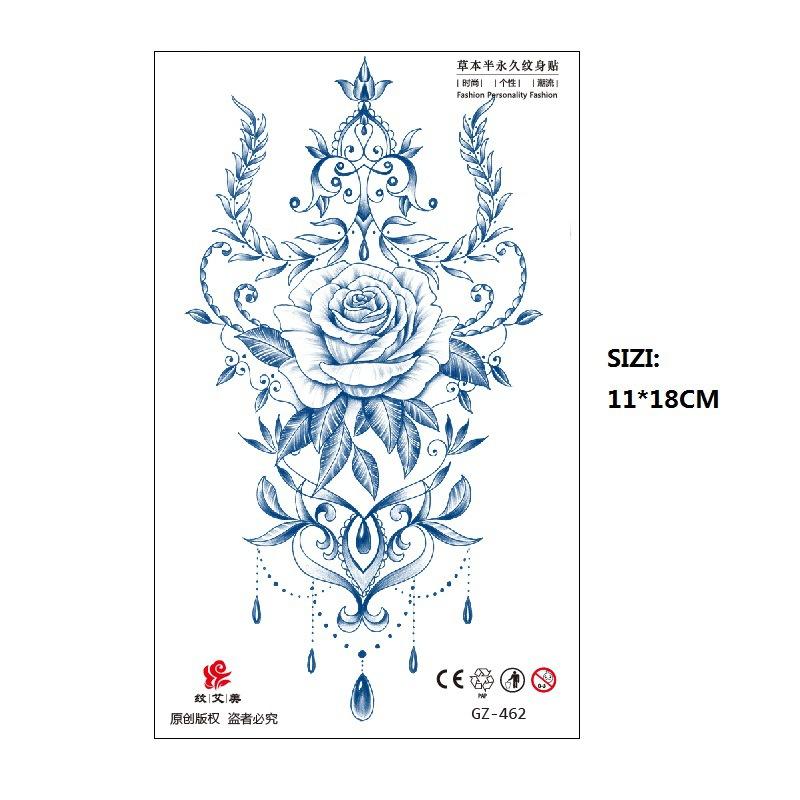 Herbal Juice Tattoo Sticker Geisha Bergamot Brahma Blossom Back Arm Back Non-Reflective Keep 15 Days Sticker