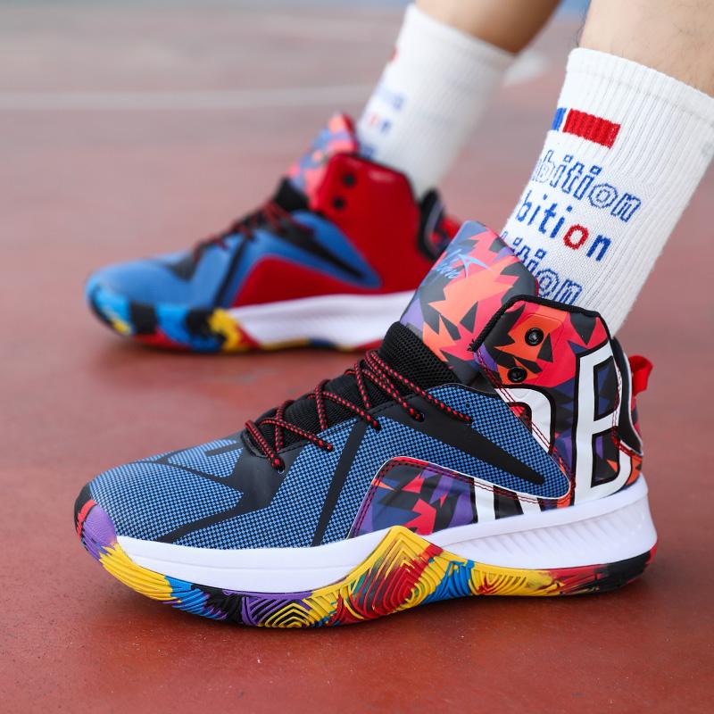35-46 Teen Adult Large Shock Absorbent Anti Slip Fashion Trend High Top Basketball Shoes Casual Sports Shoes