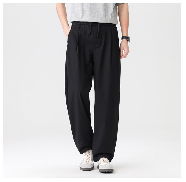 100% Breathable Cotton Summer New Thin Men's Elastic Waist Casual Pants