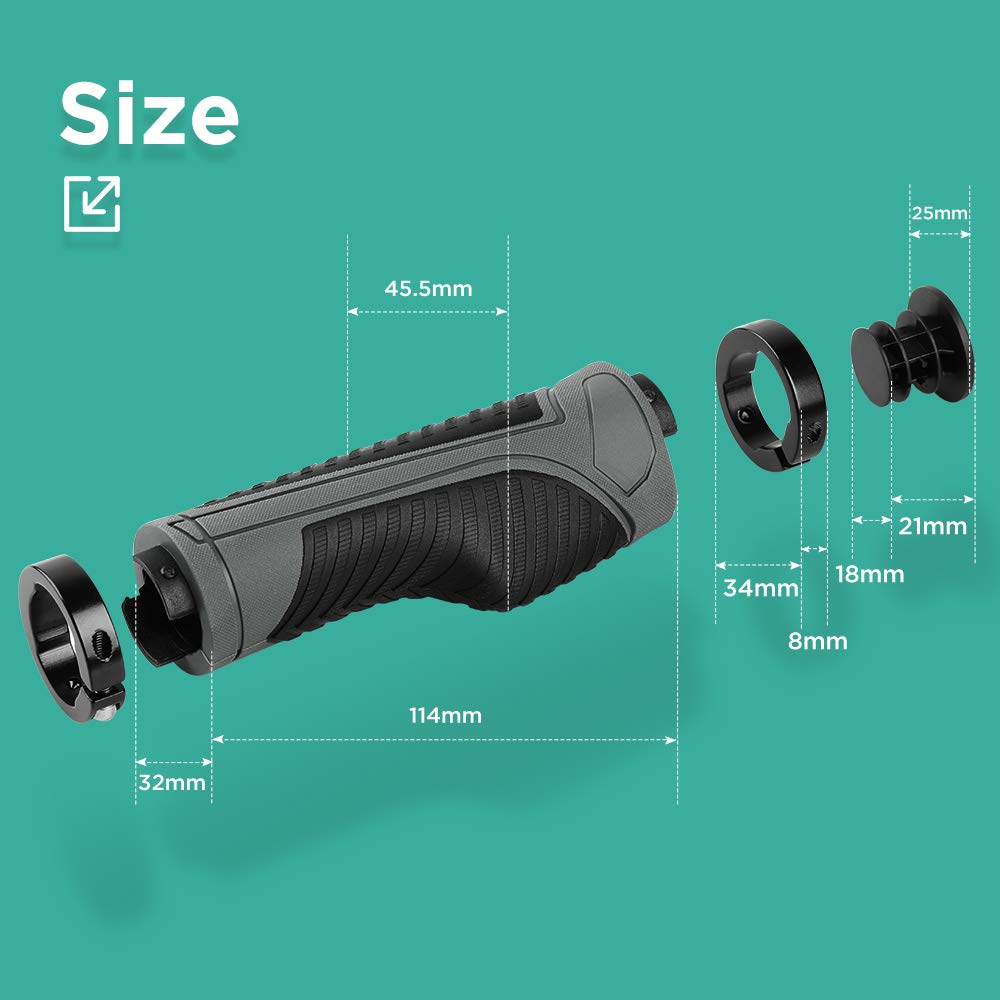 GeeRic Bicycle Rubber Ergo Easy Shock 22mm Inner Set of 1 and Grips, Non-Slip Grips, Durable, Installation, Absorption, Diameter, (Left Right)