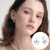 [Rosemont] Silver Ribbon One-Touch Earrings Ra24C53T