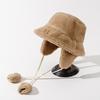 Solid Color Winter Fisherman Hat Anti-cold Plush Bucket Cap Ushanka Plush Panama Hat  Outdoor