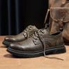 Деловые кожаные туфли мужские модные туфли дерби на шнуровке мужские легкие удобные кожаные туфли для вождения на плоской подошве