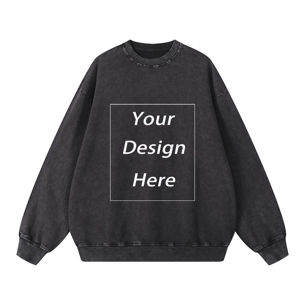 360 GSM 100% Cotton Acid Wash Sweatshirt Customized Unisex Classic Sweatshirt