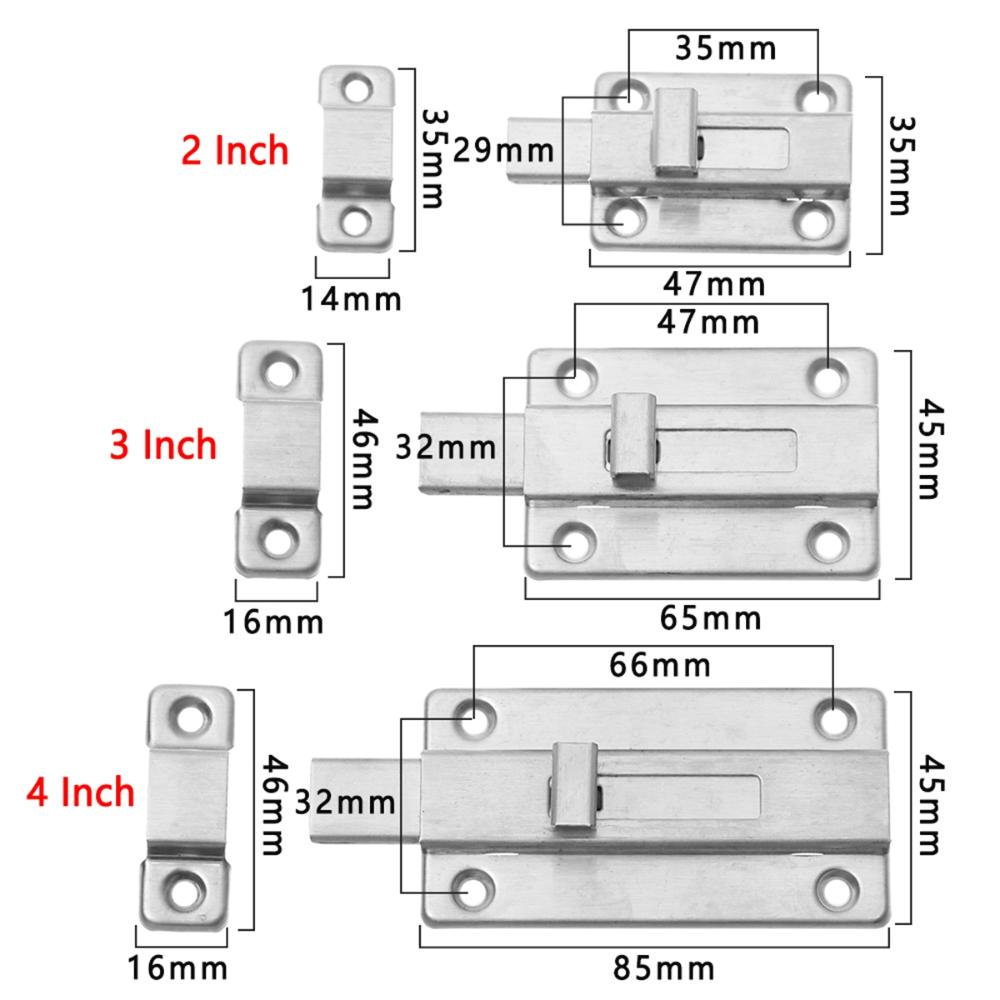 Bedroom Bathroom Stainless Steel Shed Lock Door Bolt Padlock Clasp Set Cabinet Catches