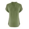 Women's Fashion Casual Solid Colour V-Neck Short Sleeve Button Split Shirt T-Shirt Top
