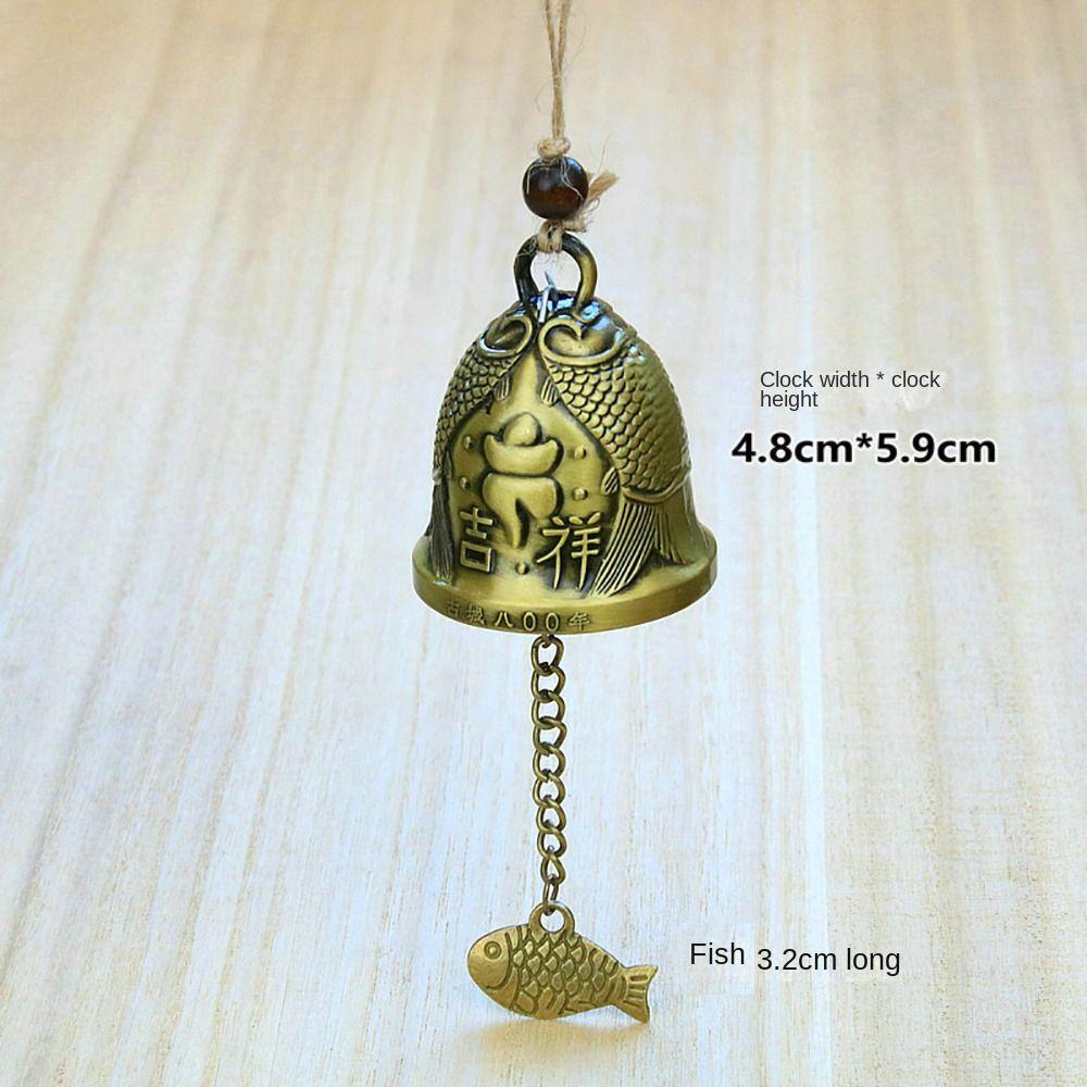 New Auspicious Wind Chime Dragon and Fish Patterned Handmade Pendant Temple Wind Bell Decoration Retro Wall Hanging Bell