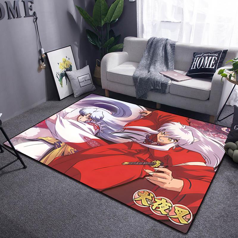 Inuyasha Vs Sesshomaru Carpet Office Decorative Carpet For Living Room Bedroom Door Mat Floor Rug Computer Chair Area Rug holiday gift