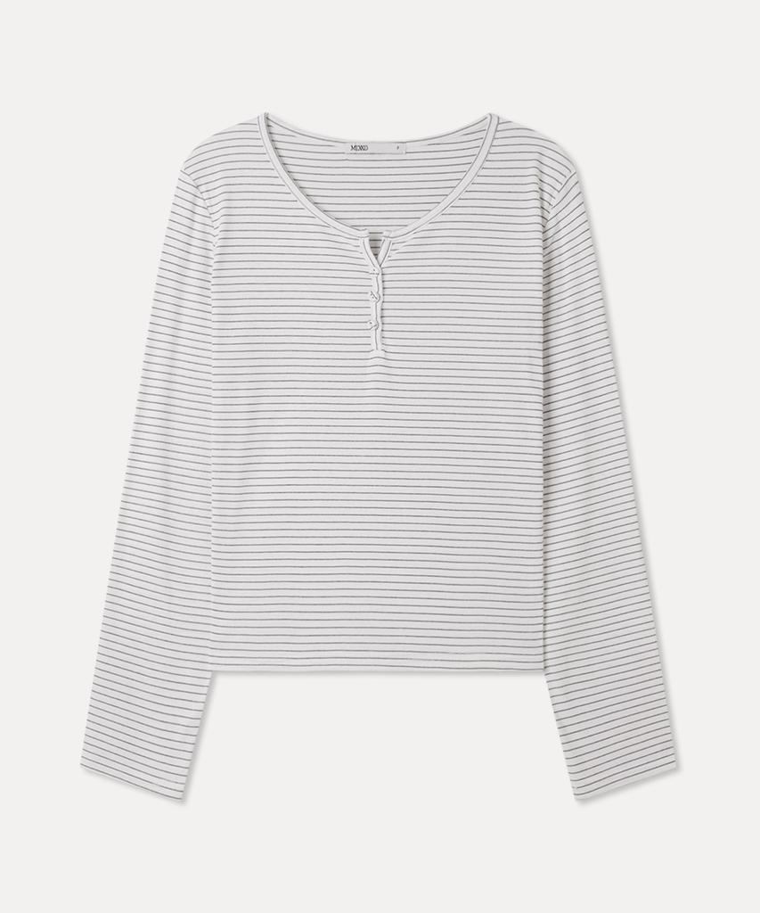MIXXO Button-Up Striped T-Shirt_Miwlwg42Ms