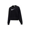 Спортивная одежда с вышитым логотипом Swoosh, свободный вязаный укороченный пуловер, свитшот, женские топы, черный DO7212-010