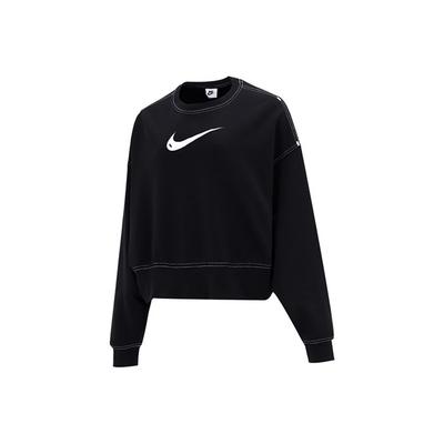 Спортивная одежда с вышитым логотипом Swoosh, свободный вязаный укороченный пуловер, свитшот, женские топы, черный DO7212-010