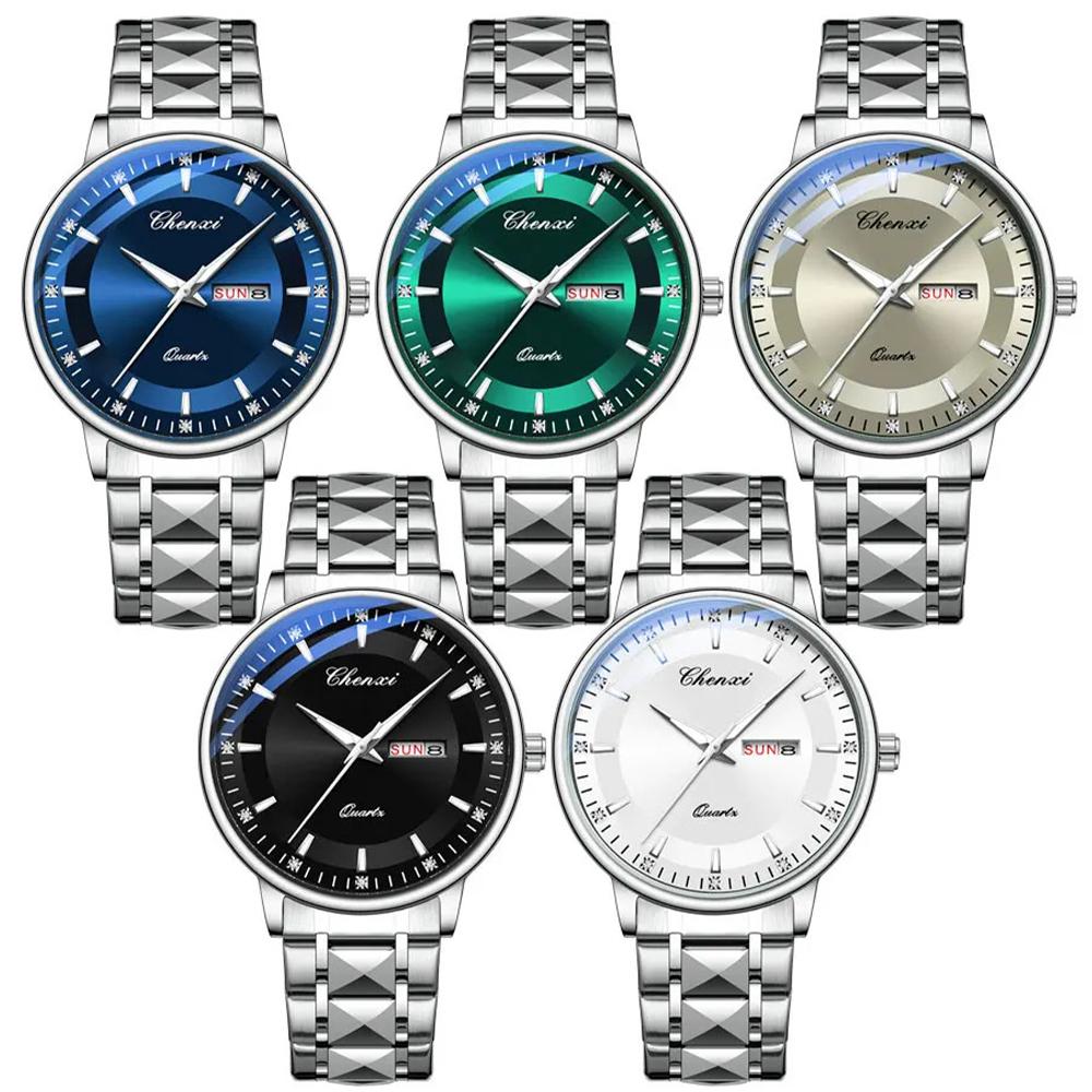 Мужские часы модные простые календарные светящиеся стальные сетчатые наручные часы кварцевые деловые часы для мужчин