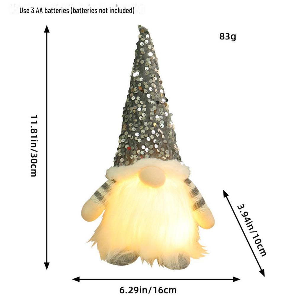 Кукла Рудольф и украшения в виде гномов без лиц с огоньками и пайетками для Рождества