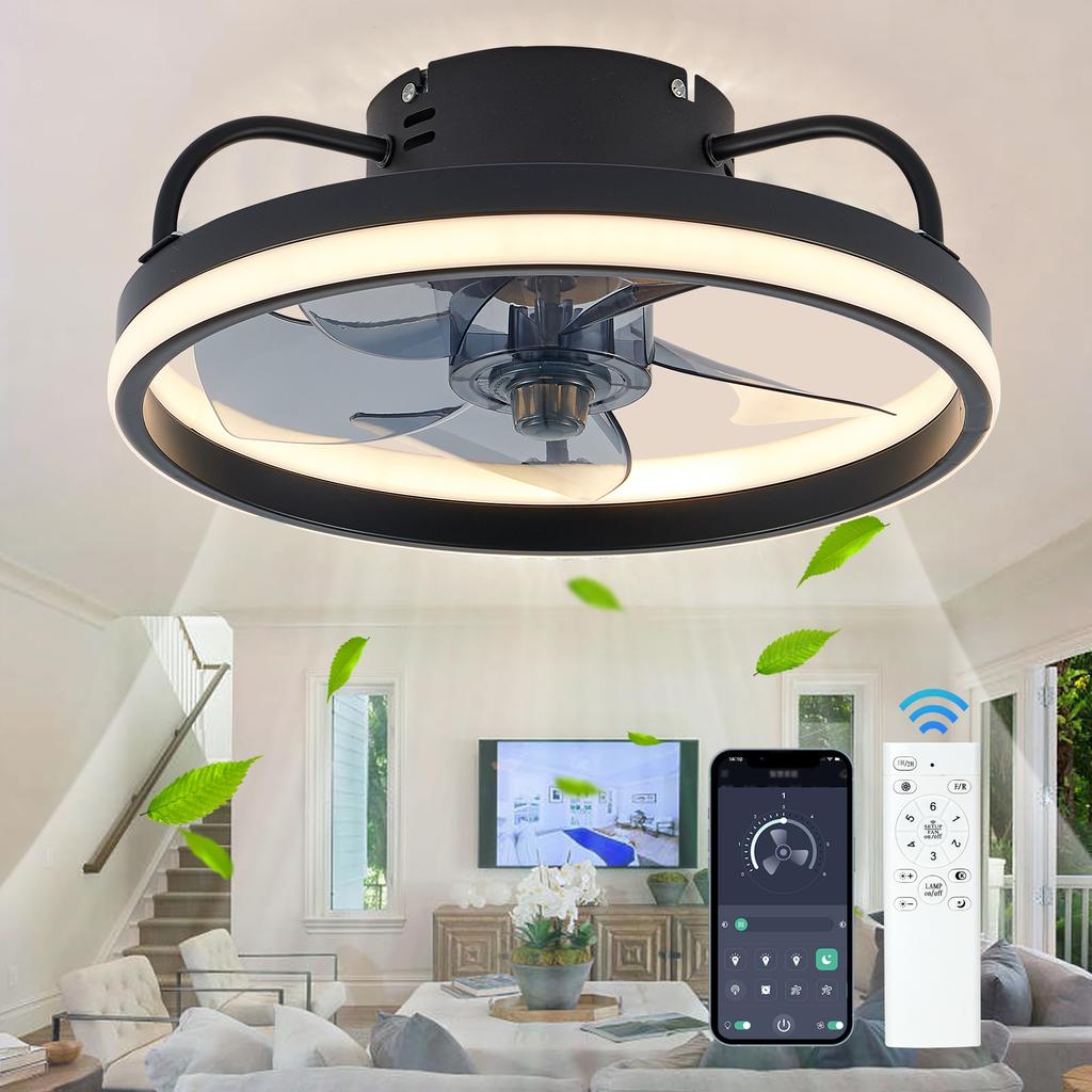 Modern Fan With Ceiling Light 85-265V 55W Infinitely Dimmable Home Application Control Lamps For Living Room Decorate Fixture